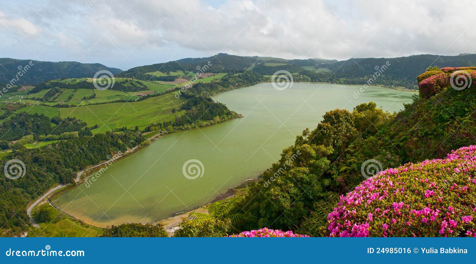 the top view on lake furnas, azores