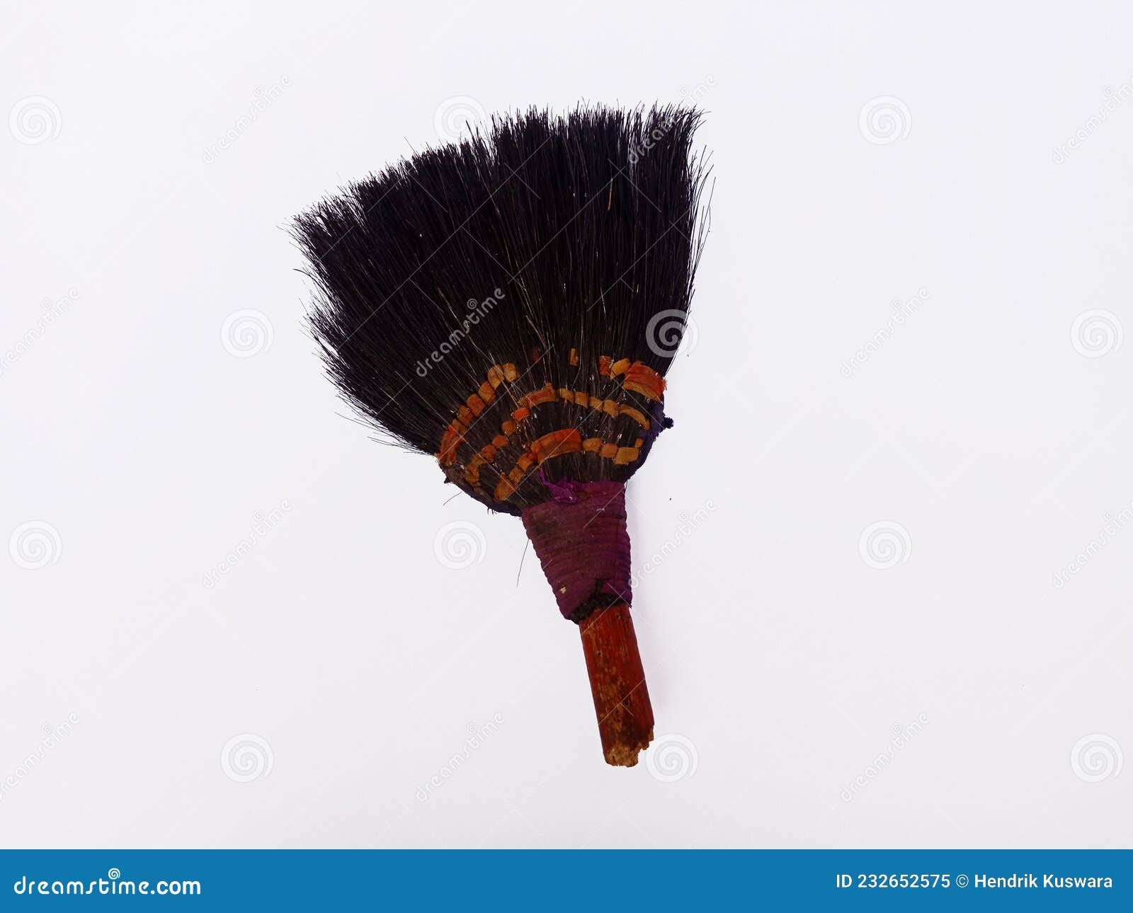 A Broken Little Old Broom Isolated on White Background Stock Image