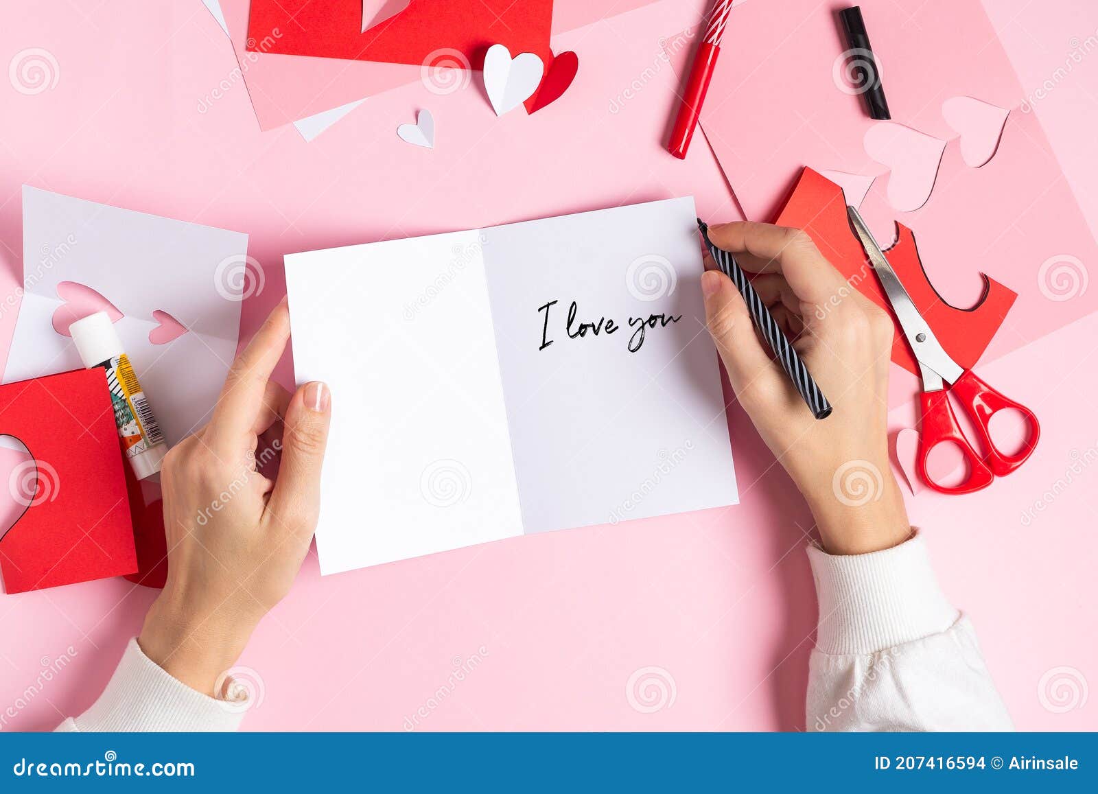 step 12. diy valentine greeting card, instruction step by step.