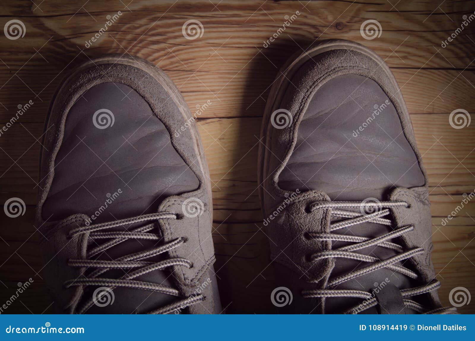 Top View of a Man Wearing a Pair of Sneakers Stock Image - Image of ...