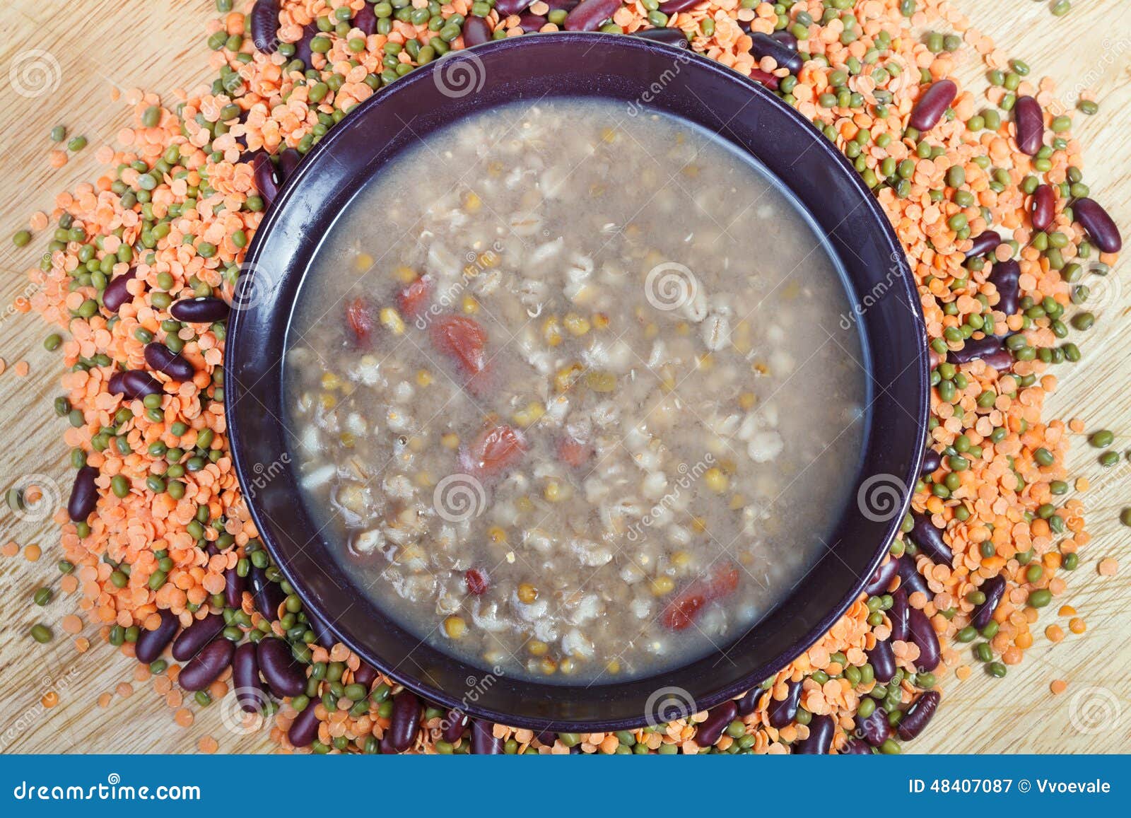 Top View of Mess of Pottage in Bowl on Plate Stock Image - Image of ...