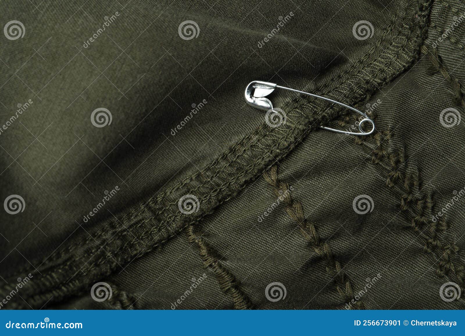 Top View of Metal Safety Pin on Clothing Stock Image - Image of attach,  clasp: 256673901