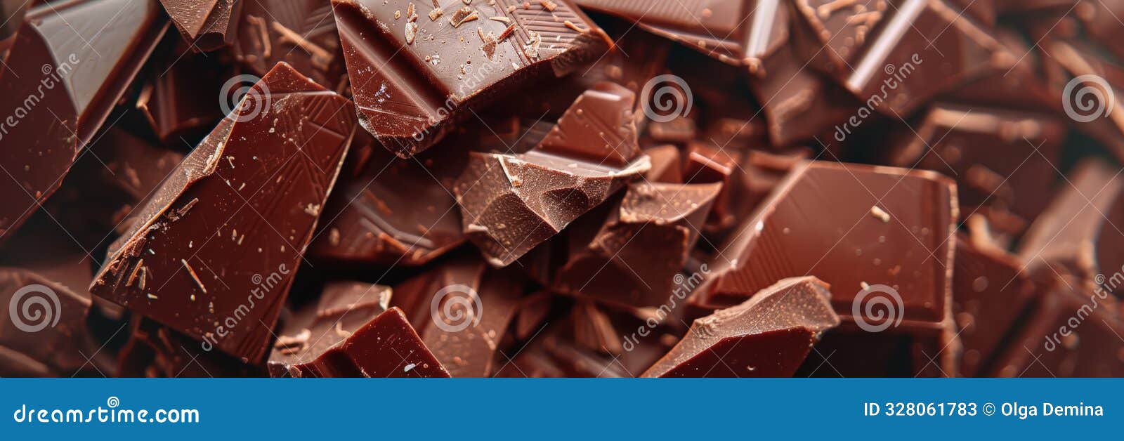 top view of mixed chocolate pieces forming a rich and detailed background. perfect for dessert and confectionery-themed