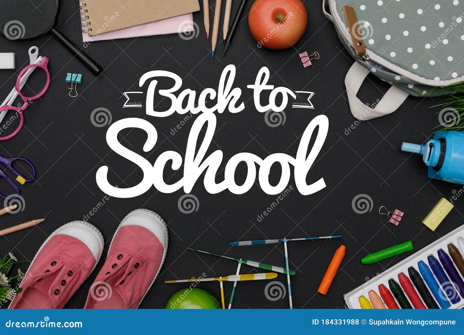 Download Top View Mockup Of Education`s Accessories With Backpack ...