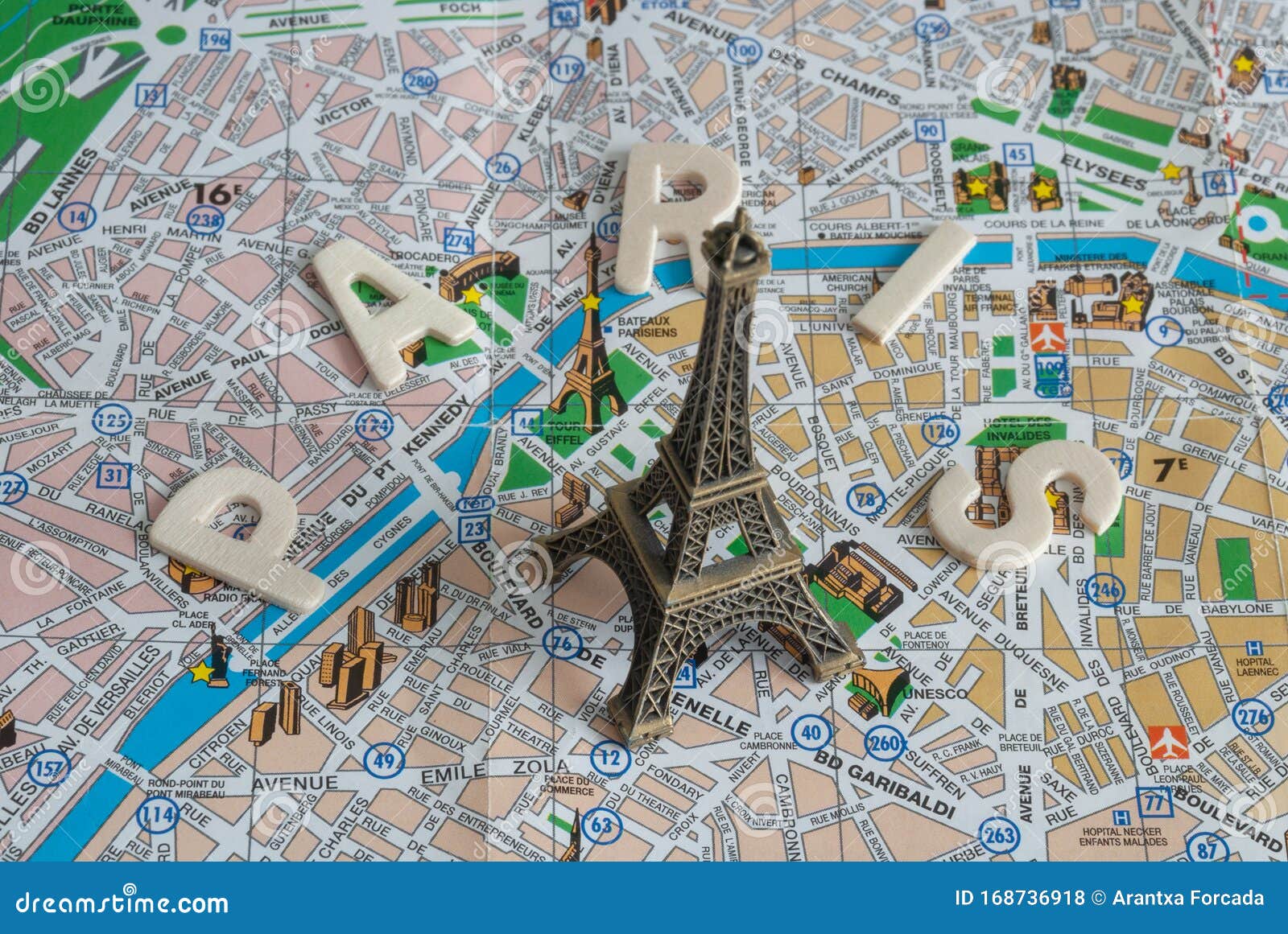 Top View of Mockup of the Eiffel Tower on Paris Map Stock Photo Image of city, france 168736918