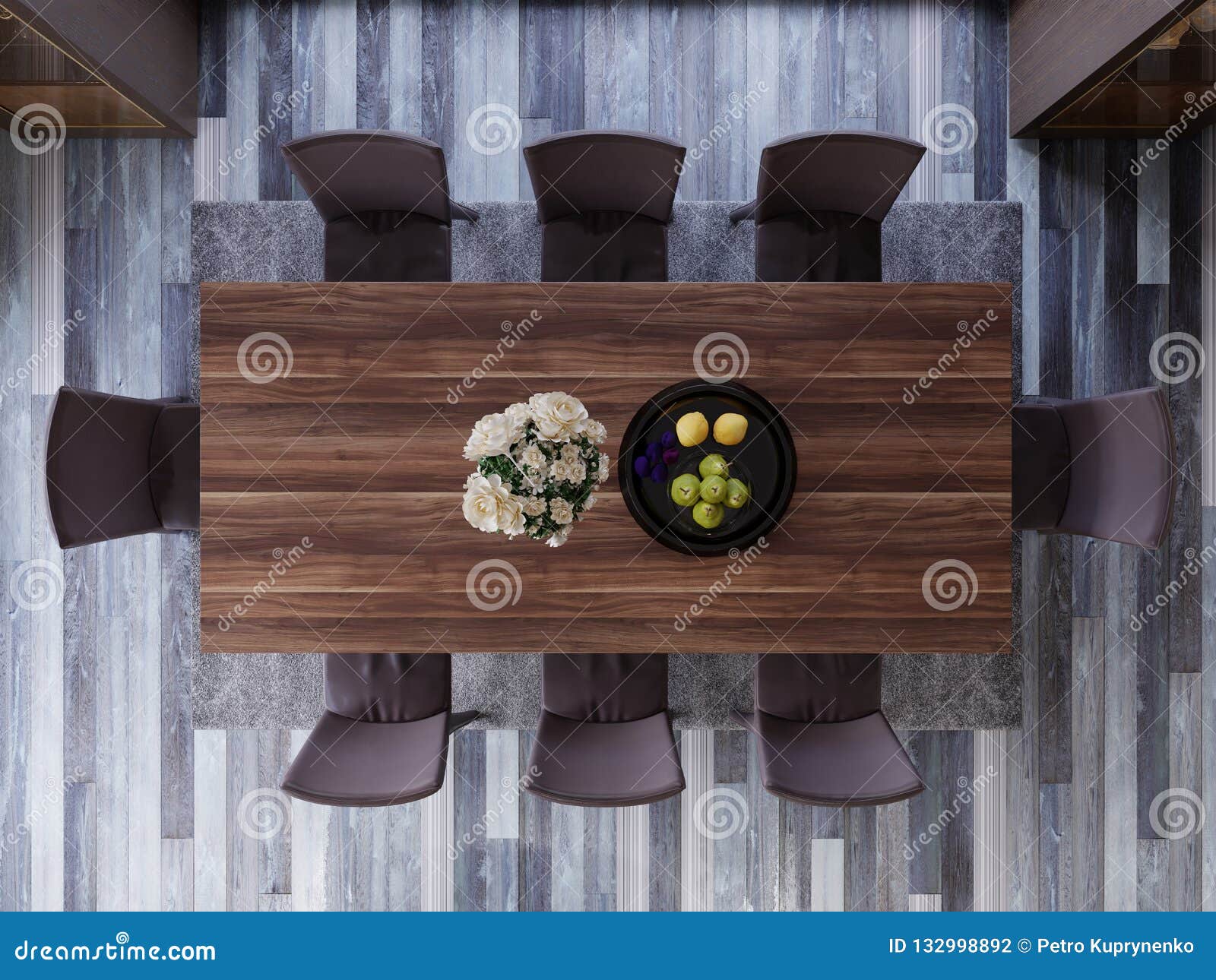 Top View Of The Modern Dining Room Stock Illustration Illustration Of