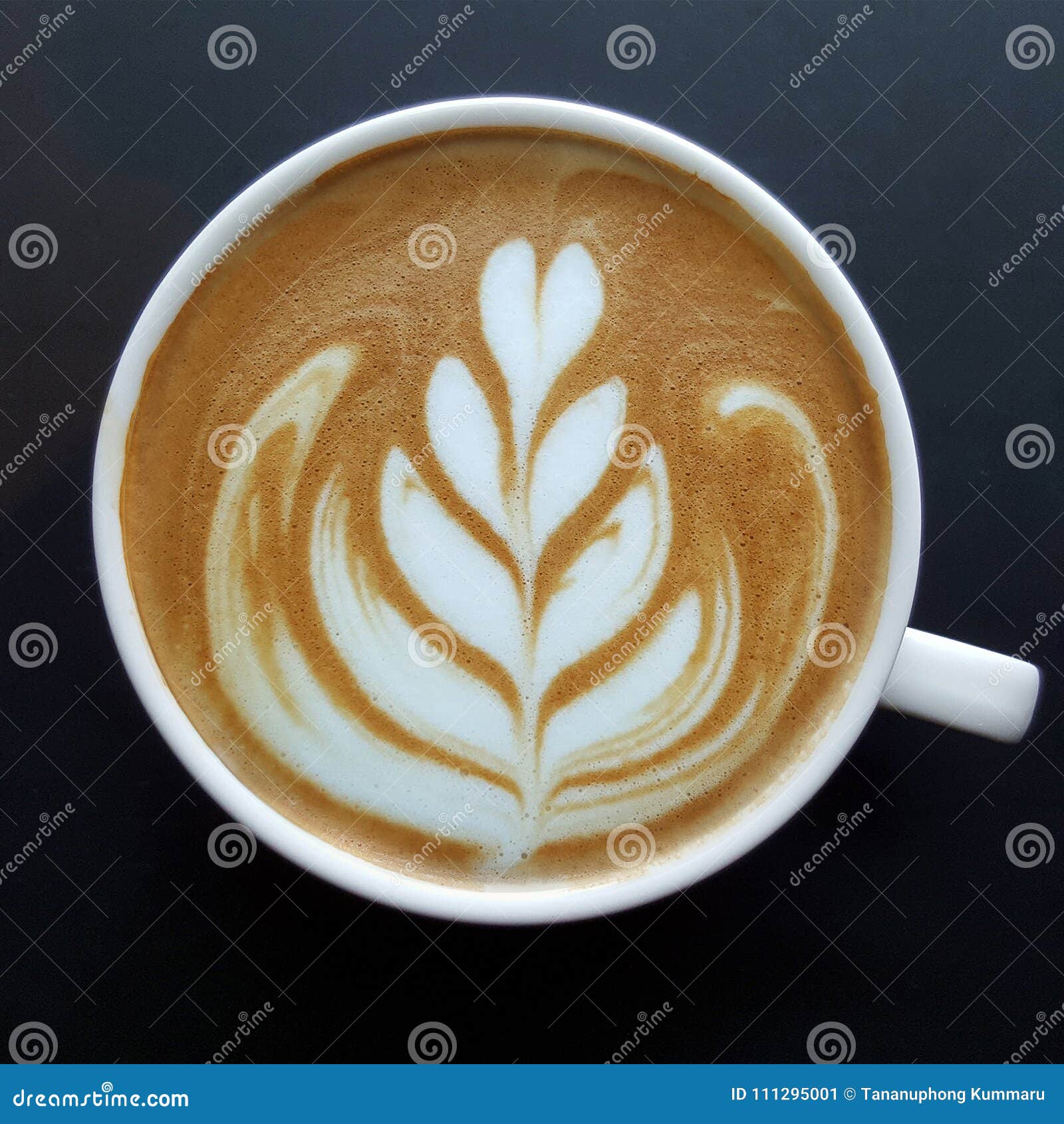 Top View of a Mug of Latte Art Coffee. Stock Image - Image of mocha