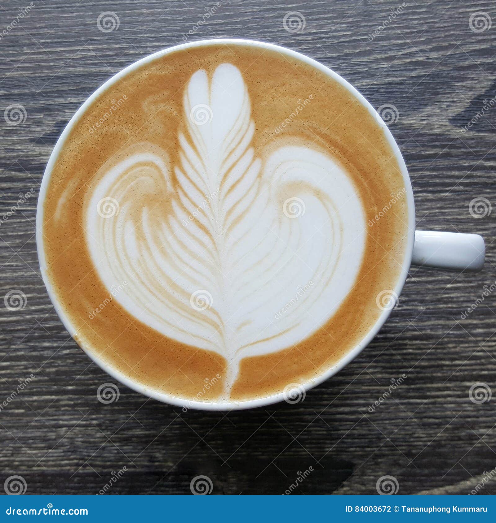Top View of a Mug of Latte Art Coffee Stock Photo - Image of aroma