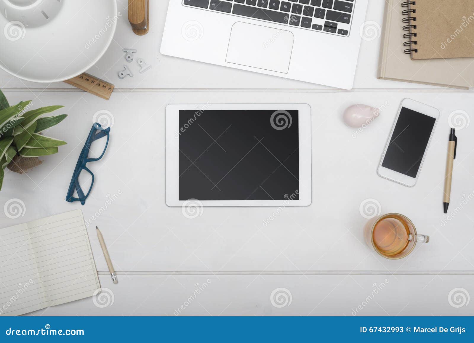 Top view office desk stock image. Image of laptop, smartphone 67432993