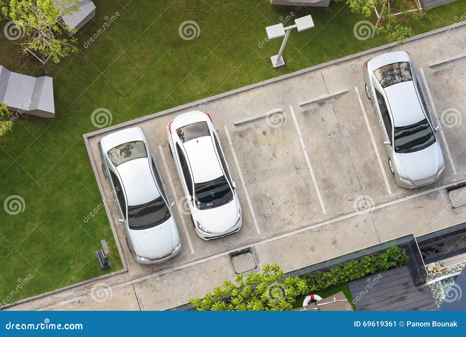 Top View of Parking Area with Small Garden Stock Image - Image of service,  business: 69619361