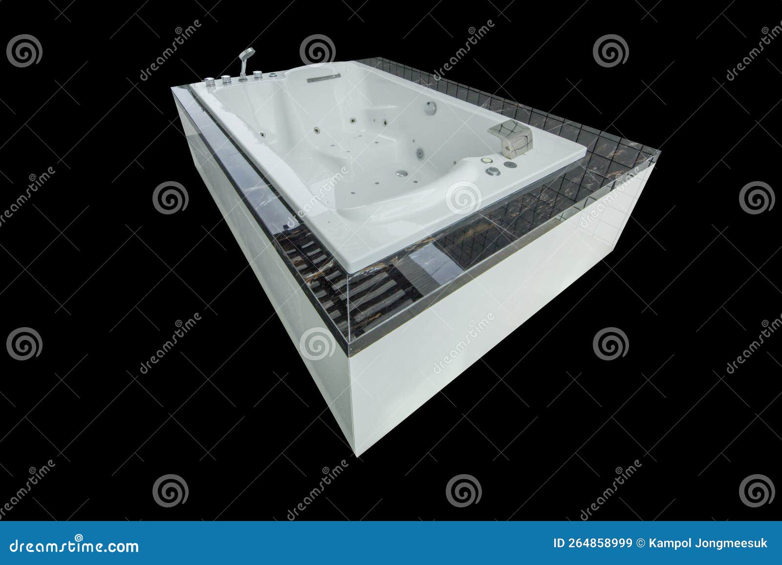 Top View of Perspective View of White Jacuzzi and Marble, Focus