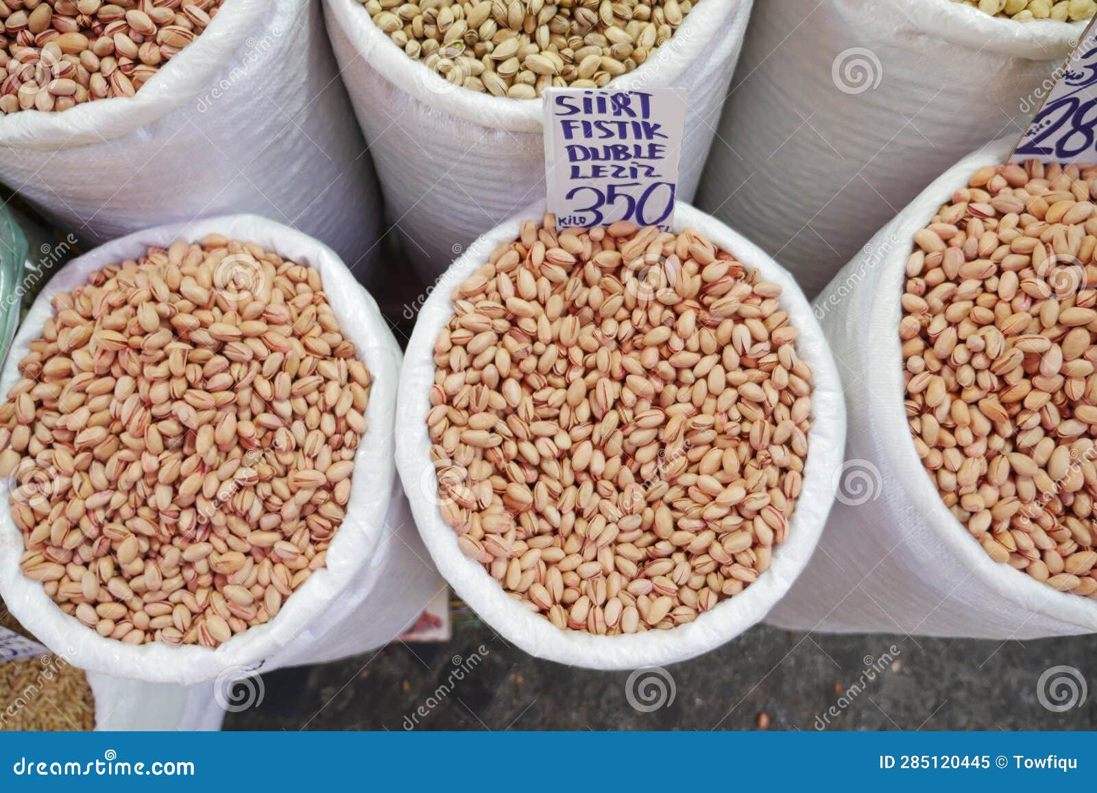 Top View of Pistachios Nuts Selling at Shopping Bazar Stock Image