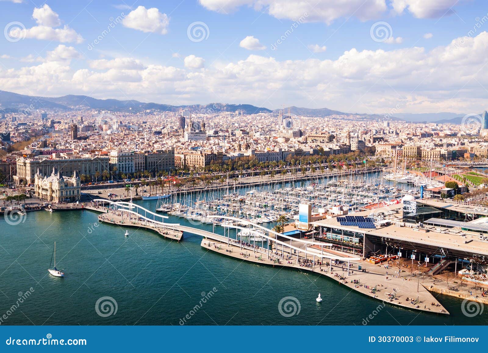 Top View of Port Vell in Barcelona. Catalonia, Spain Stock Image ...