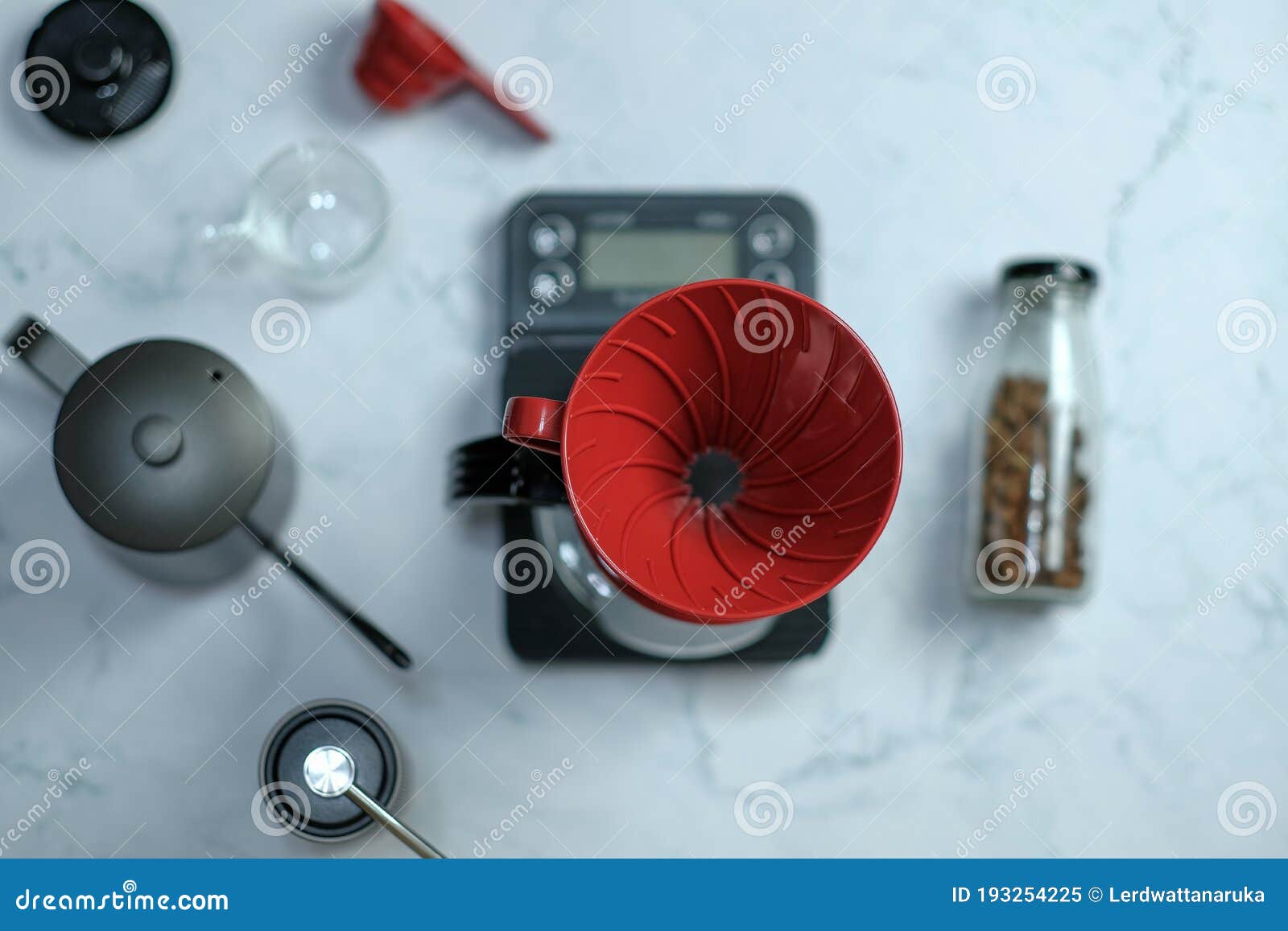 Top View of Prepare Making Drip Coffee,Brew Coffee Editorial Image