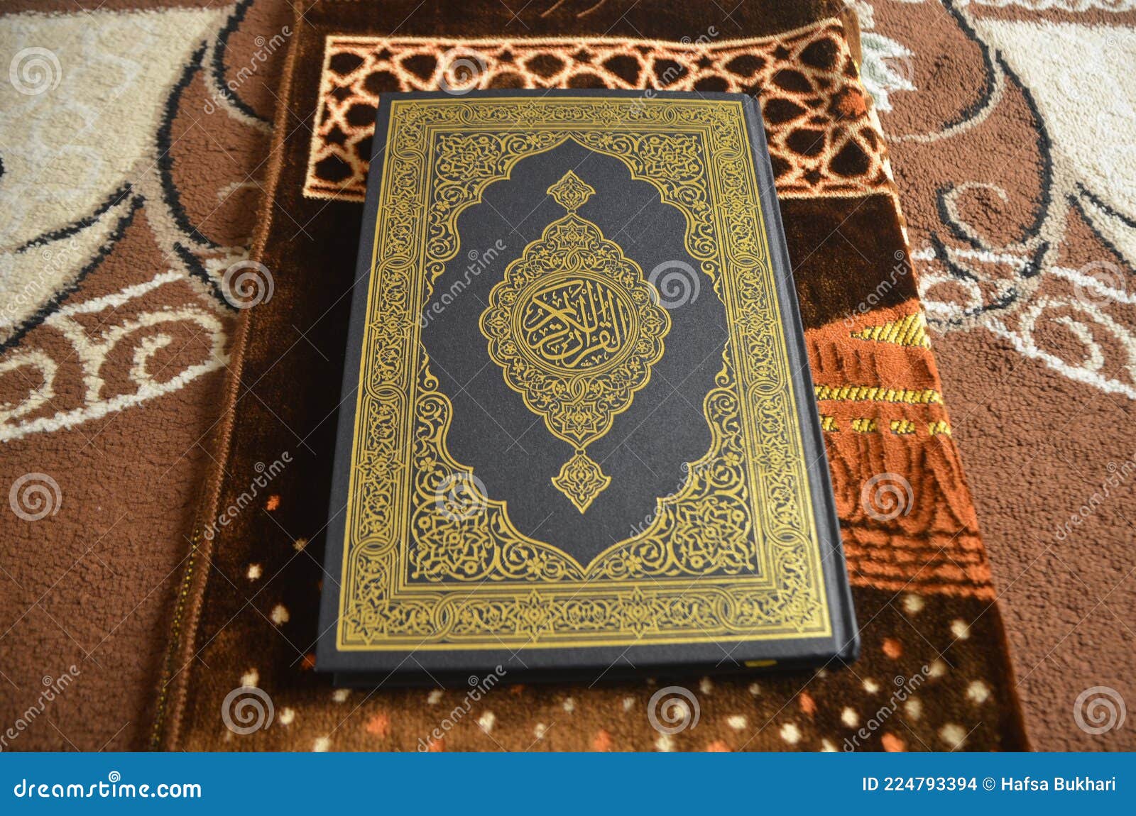 Top View of the Quran on a Prayer Mat Stock Photo Image of carpet