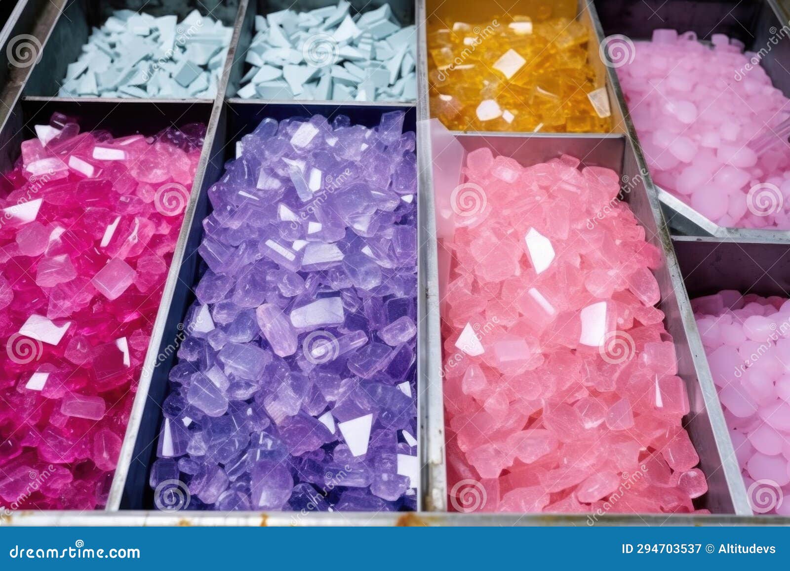 Top View of Raw Materials Being Unloaded for Use in Perfume Stock Image