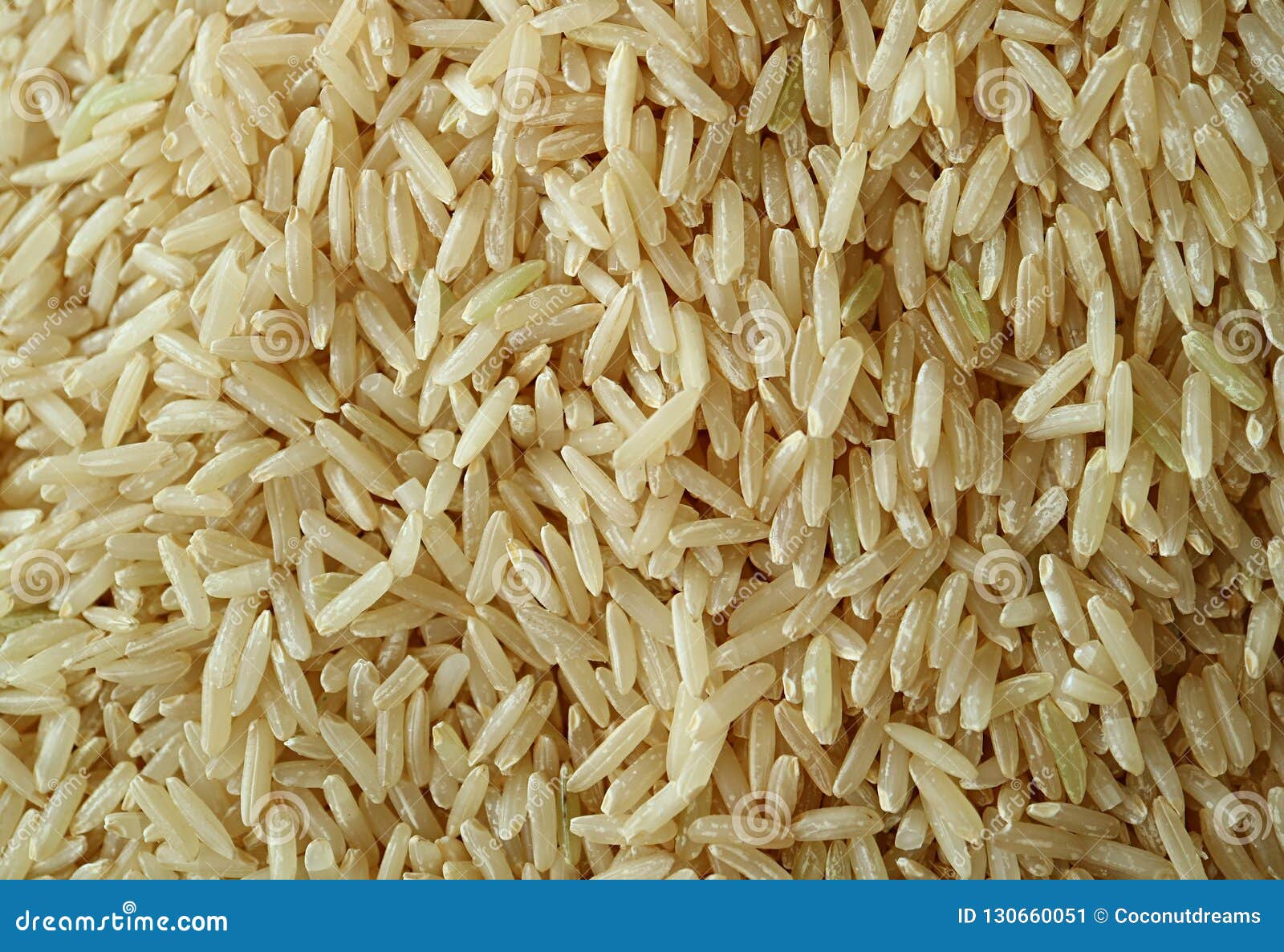 Top View of Raw Thai Brown Jasmine Rice for Texture, Background Stock