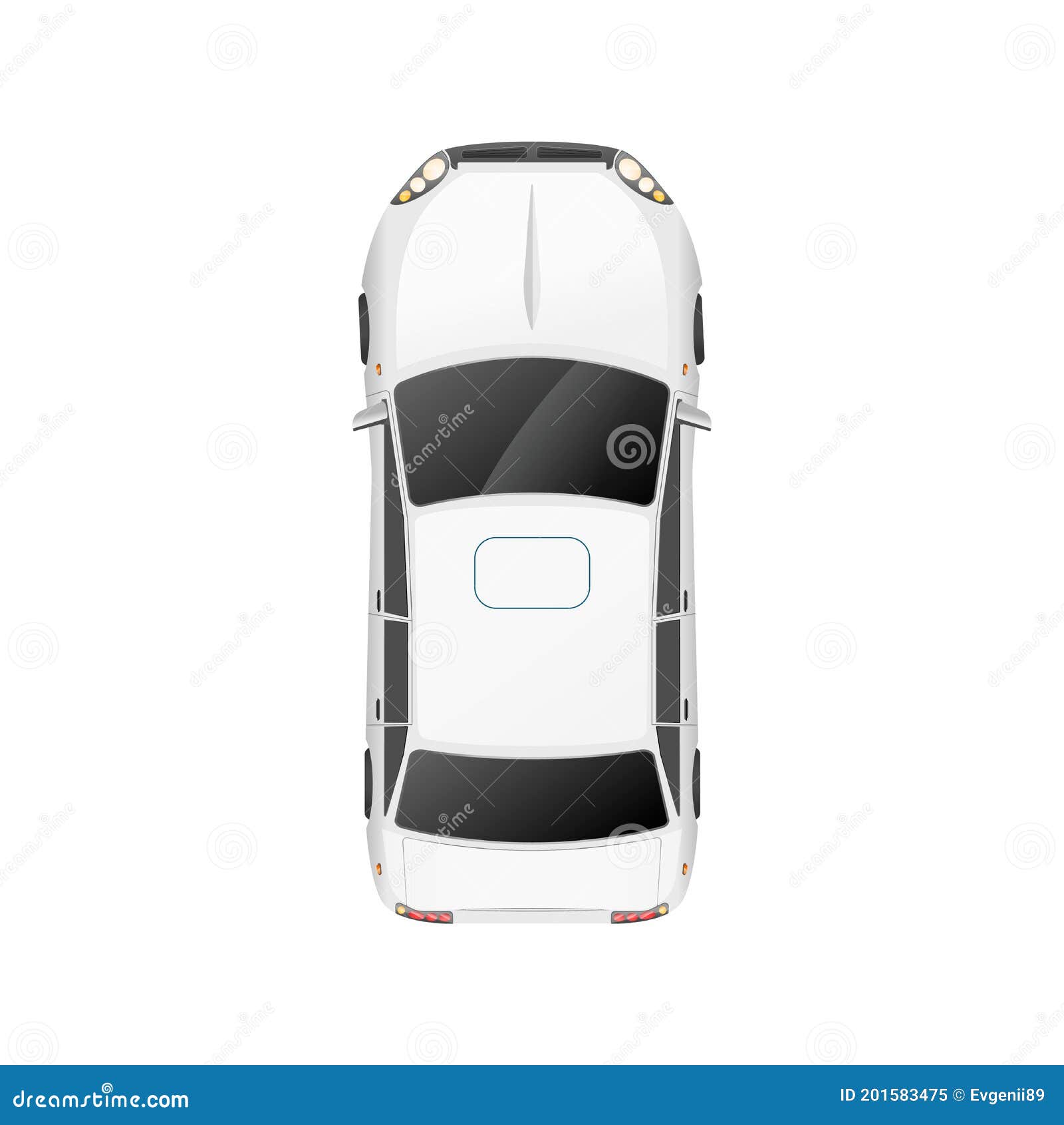 Top View of Realistic Glossy White Casual Car on White Stock Vector ...