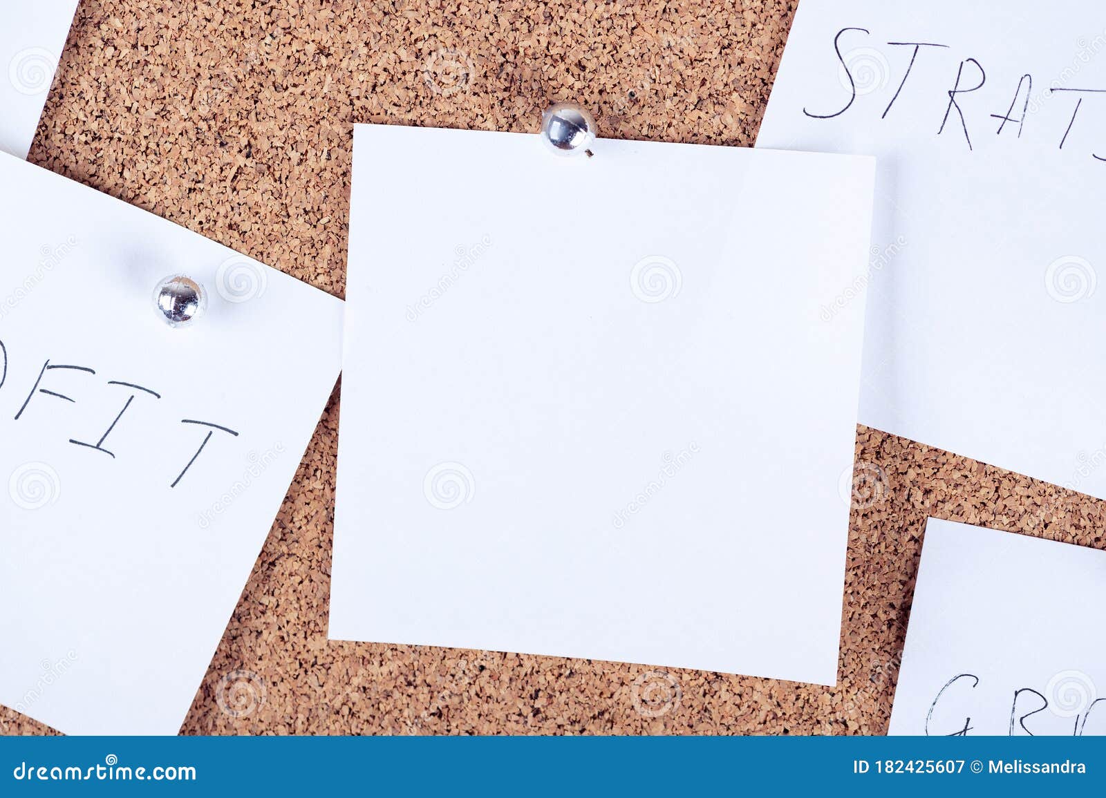 top view of reminder sticky notes attaching to cork board. cortical plank with sheet of paper. empty place for text for
