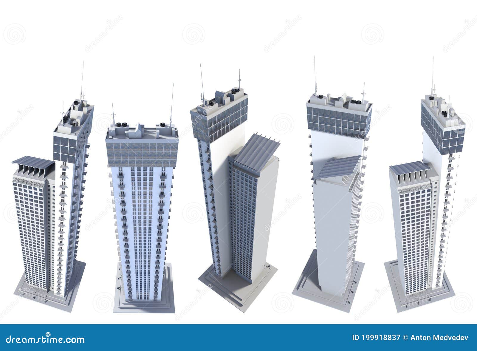 5 Top View Renders of Fictional Design Financial Tall Buildings Living