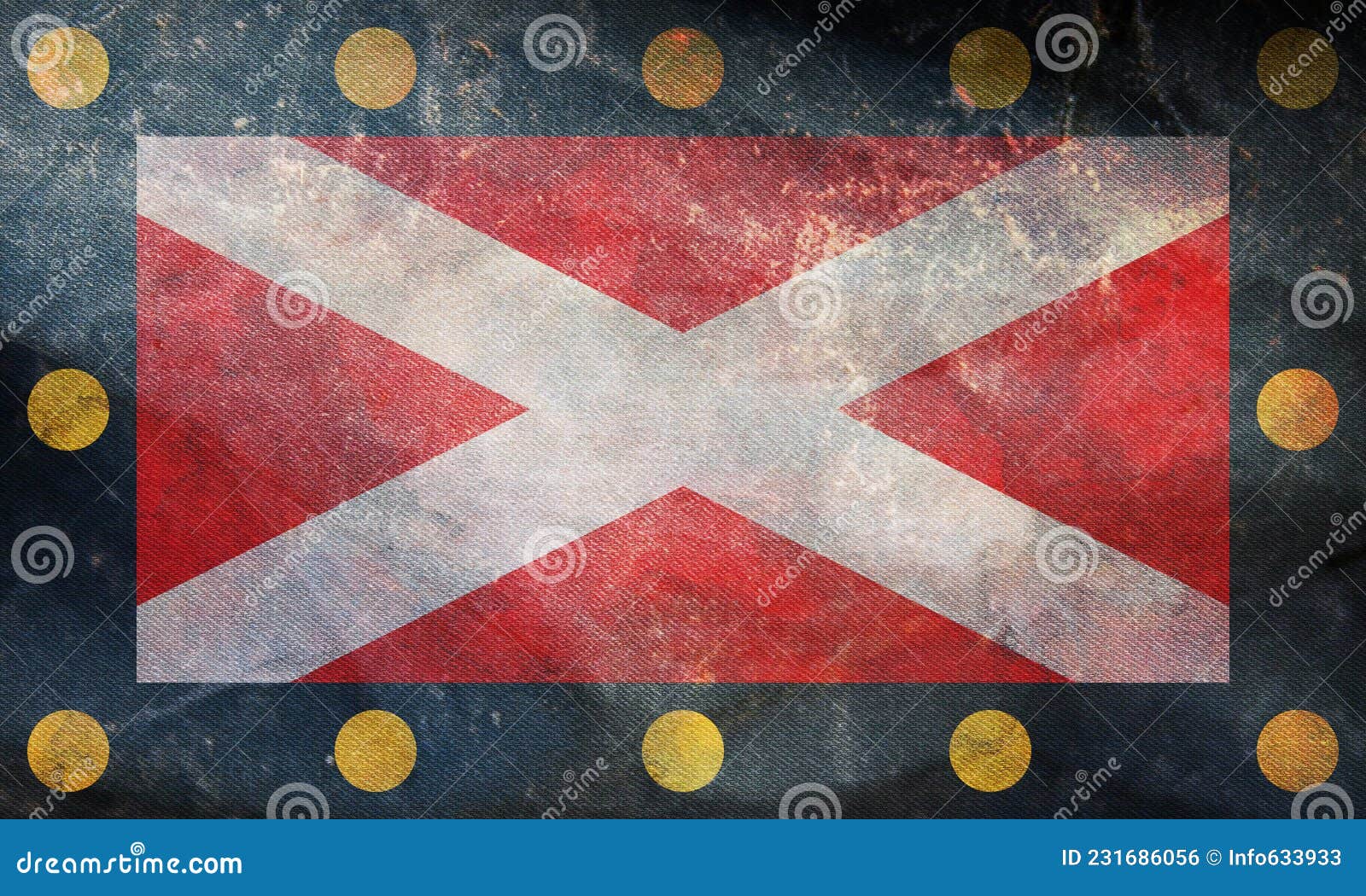 top view of retro flag of hampton poyle village . grunge flag of united kingdom of great britain, england. no flagpole. plane