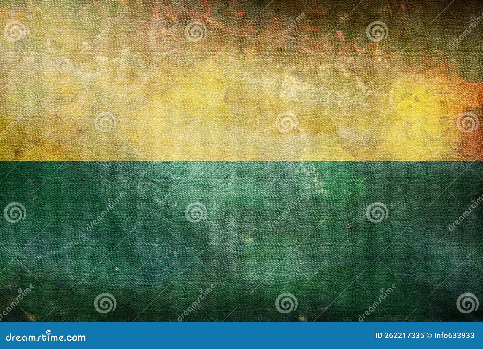 top view of retro flag vichada colombia with grunge texture. colombian patriot and travel concept. no flagpole. plane ,