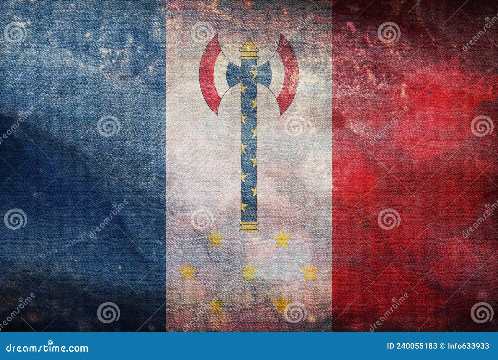 top view of retroflag philippe petain, chief of state of vichy france, france with grunge texture. french patriot and travel