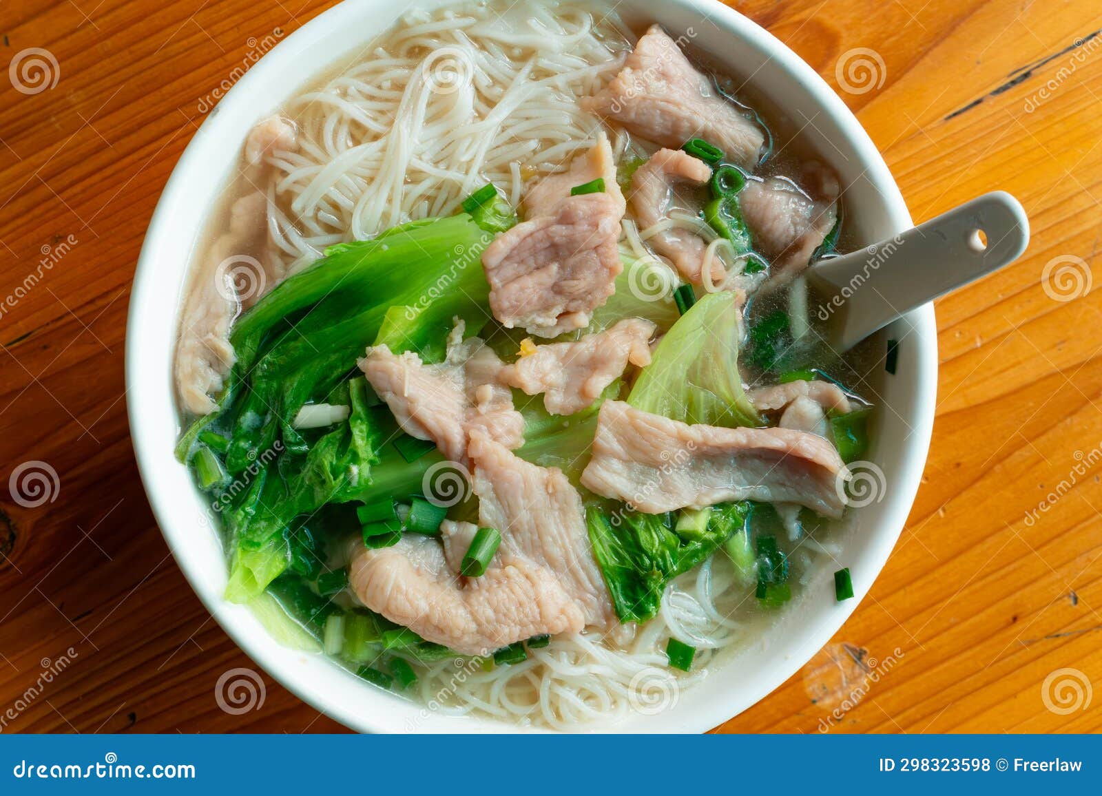 Rice Noodles with Pork and Cabbage at Horizontal Composition Stock