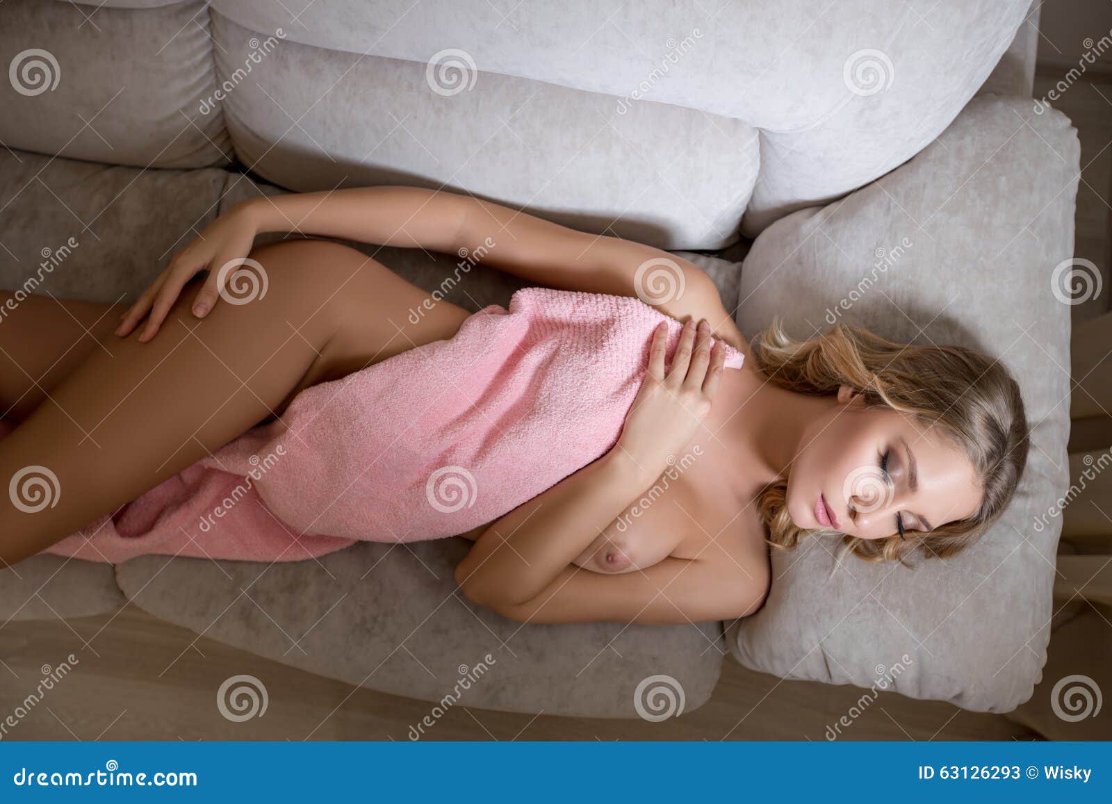 Naked Blonde Girl Sleeping On Bed