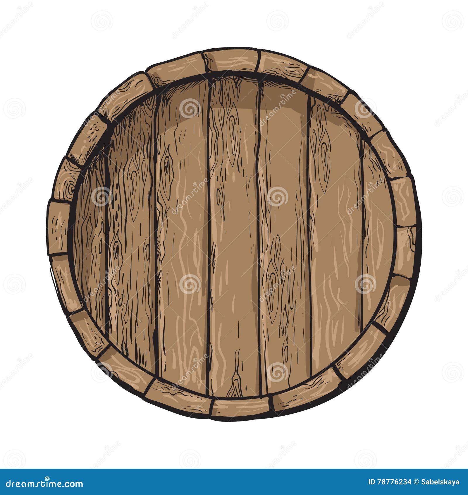 Top View of Sketch Style Wooden Barrel with Tap Stock Vector - Illustration  of cargo, drawing: 78776234