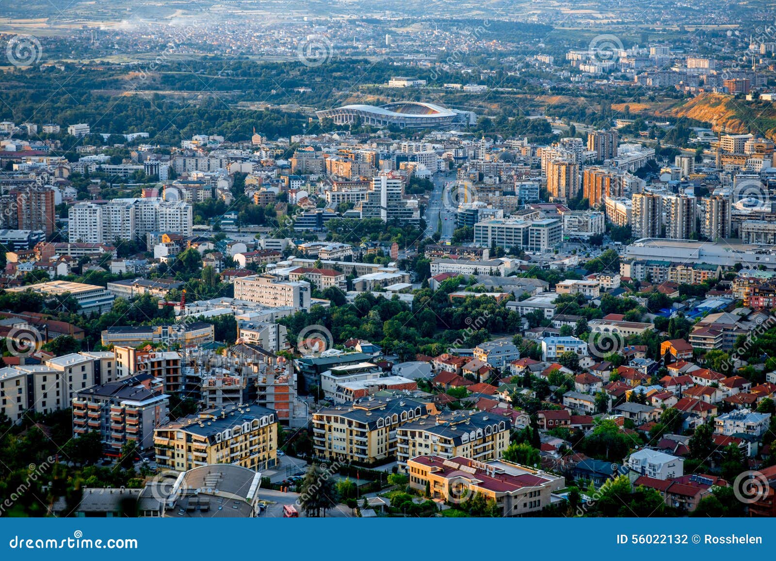 top view skopje city macedonia vodno mountain sunset 56022132