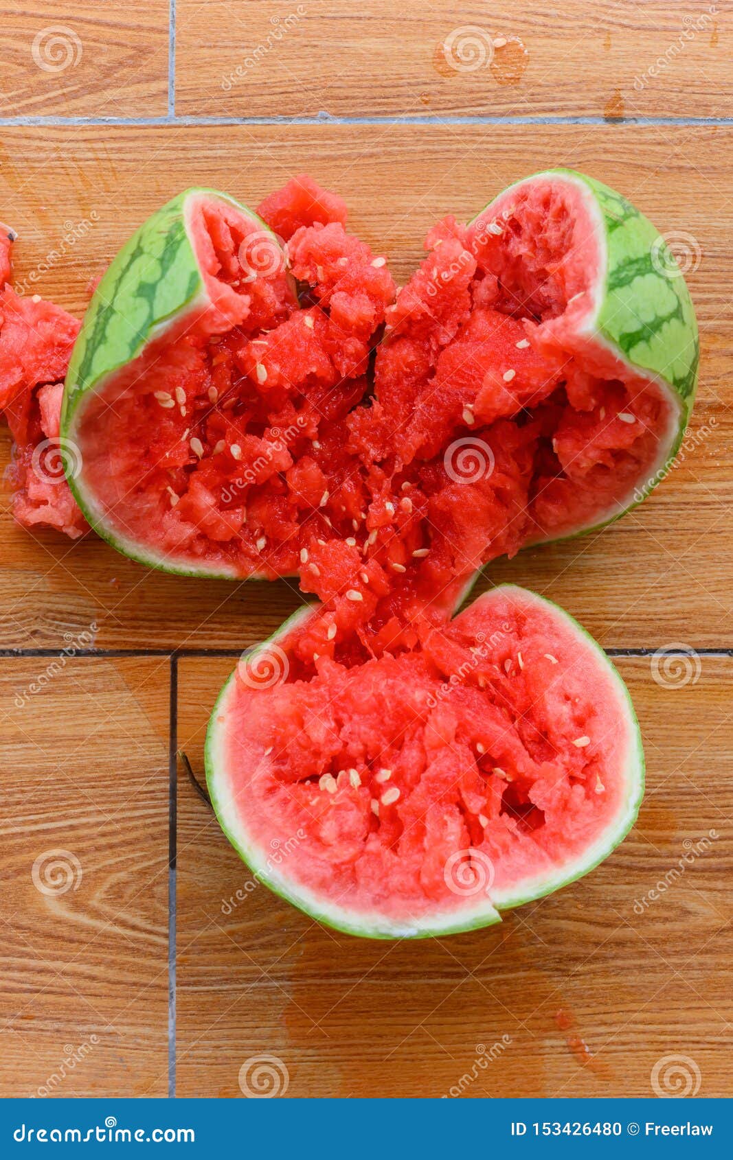 Smashed Watermelon on the Ground Stock Photo Image of fruit, dropped