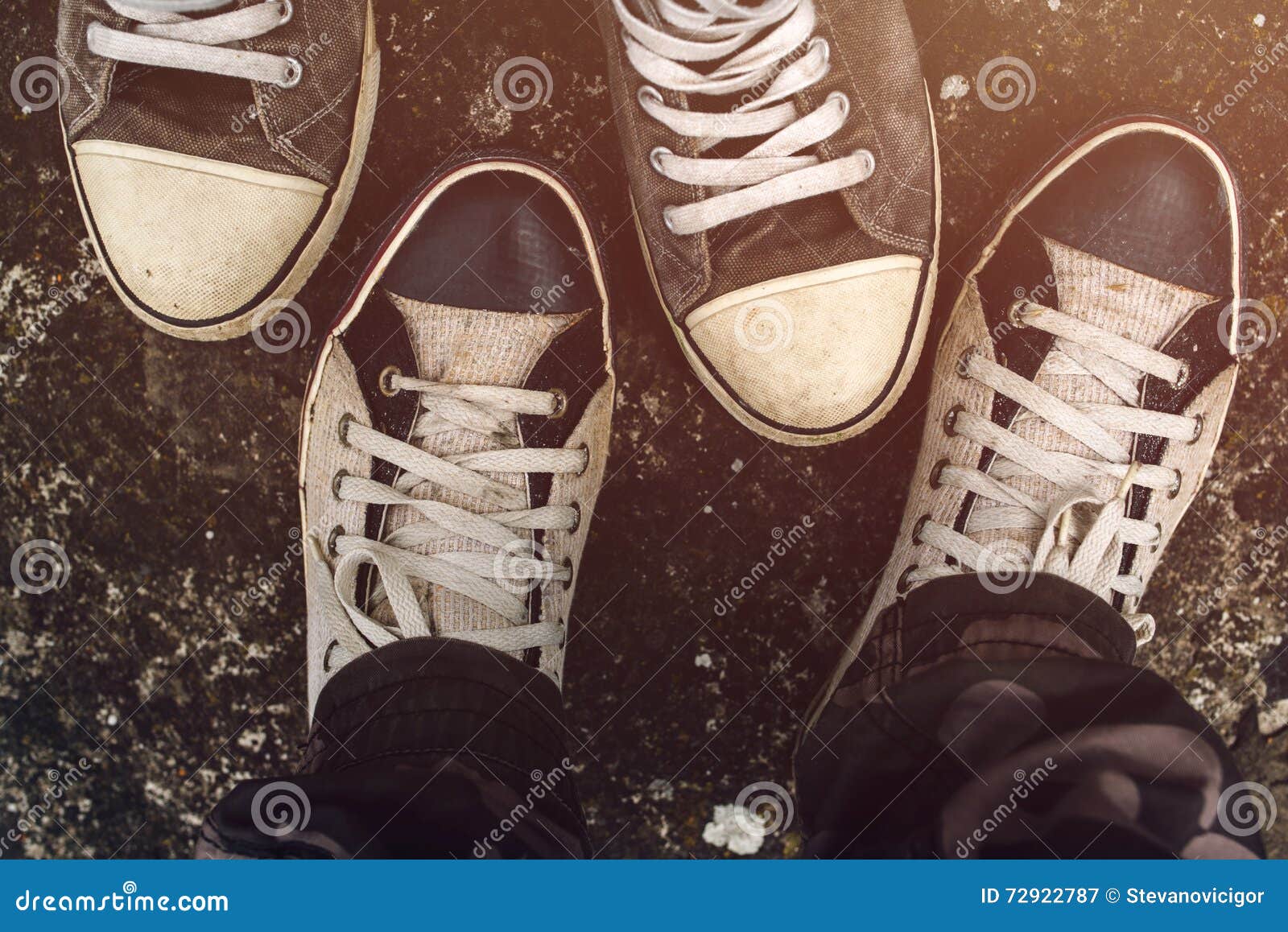 Top View of Sneakers from Above on Asphalt Road Stock Image - Image of ...