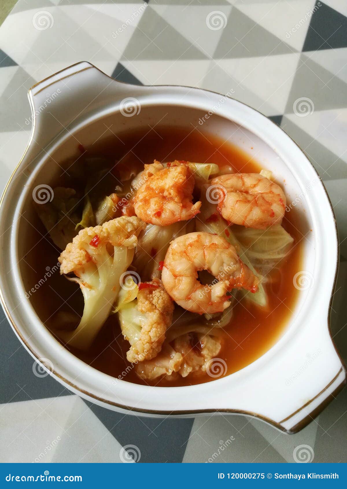 Sour Soup with Shrimp and Mixed Vegetable Stock Image - Image of ...