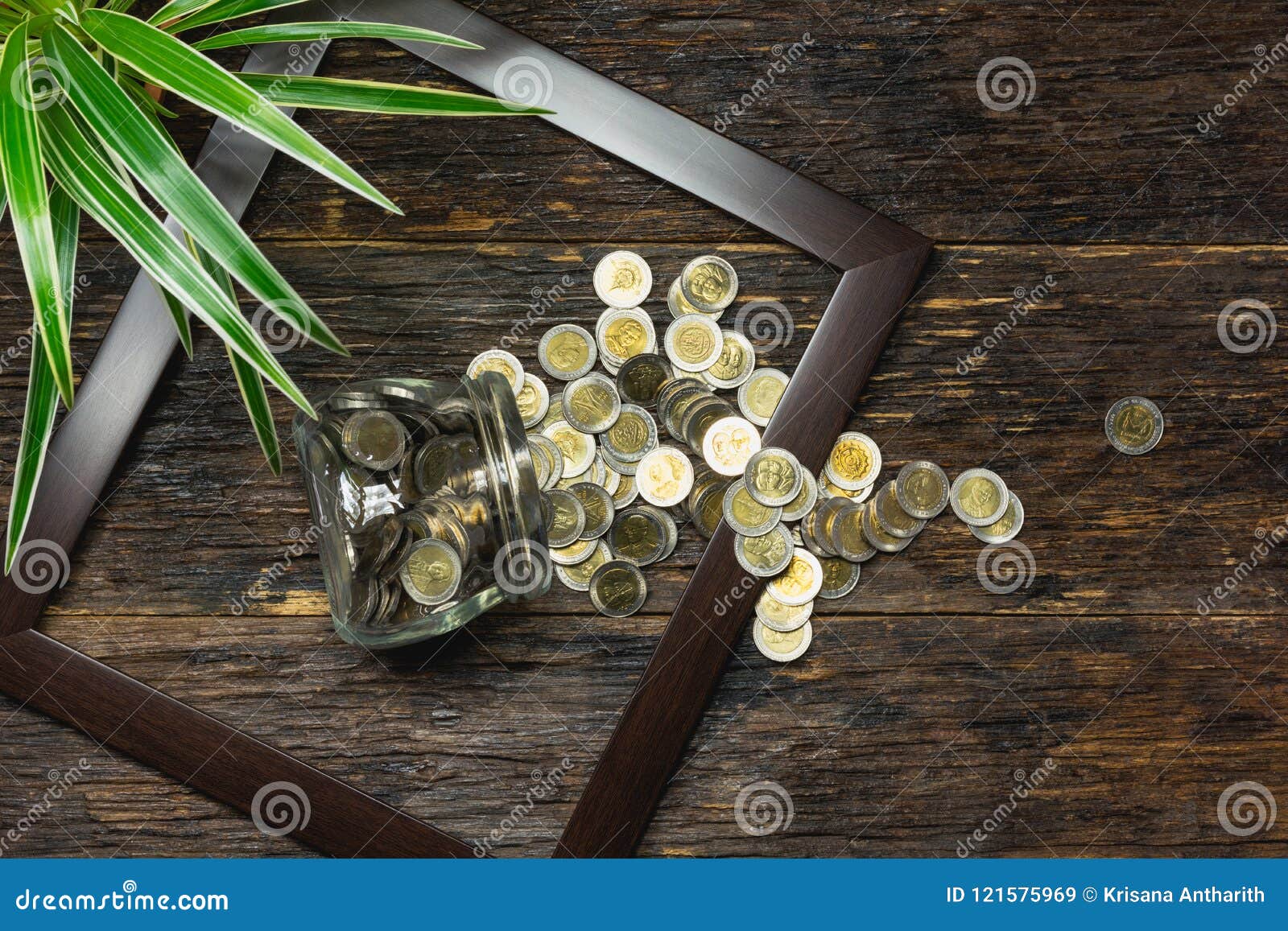 Top View of Stack of Coin in the Frame Accounting Concept on Woo Stock  Image - Image of cash, deposit: 121575969