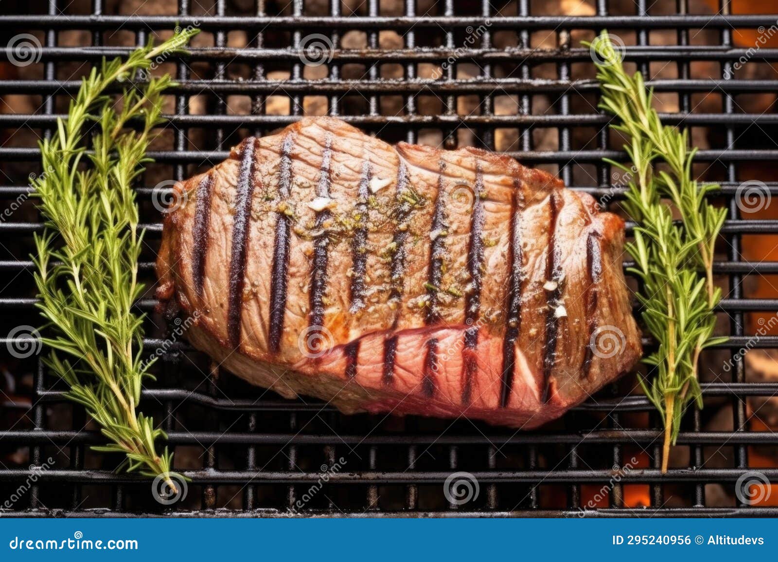 Top View of Steak on Grill with Grill Lines Visible Stock Photo Image of marks, barbecue