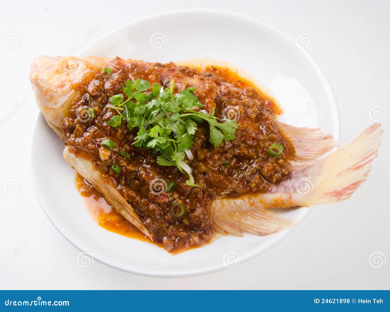 Top View Steamed Fish with Chili Soy Sauce Stock Photo Image of chinese, dish 24621898