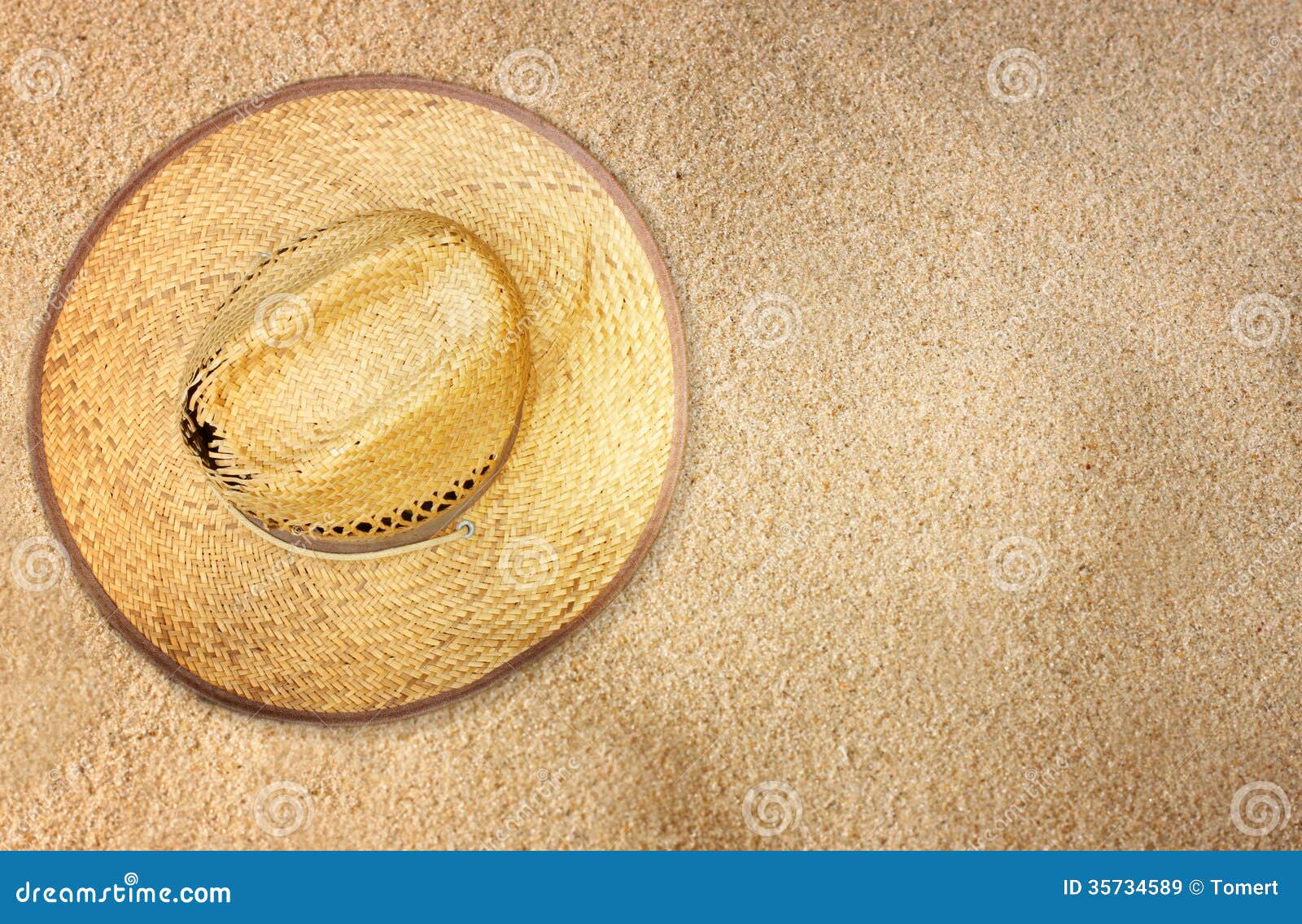 Top View of Straw Hat on Beach Sand Stock Image - Image of background ...