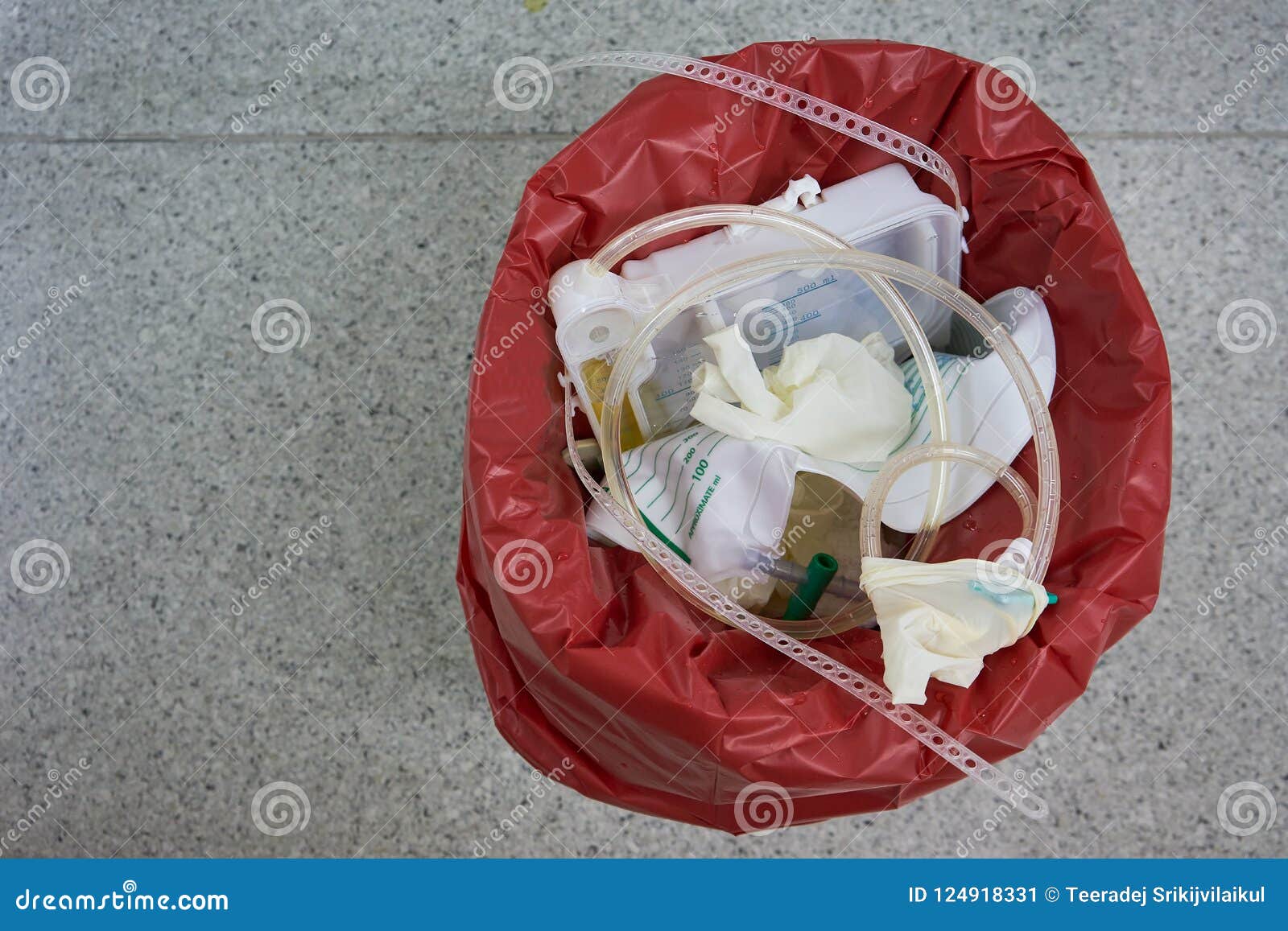 Group Of Red Garbage Bags Stock Photo - Download Image Now - Bag