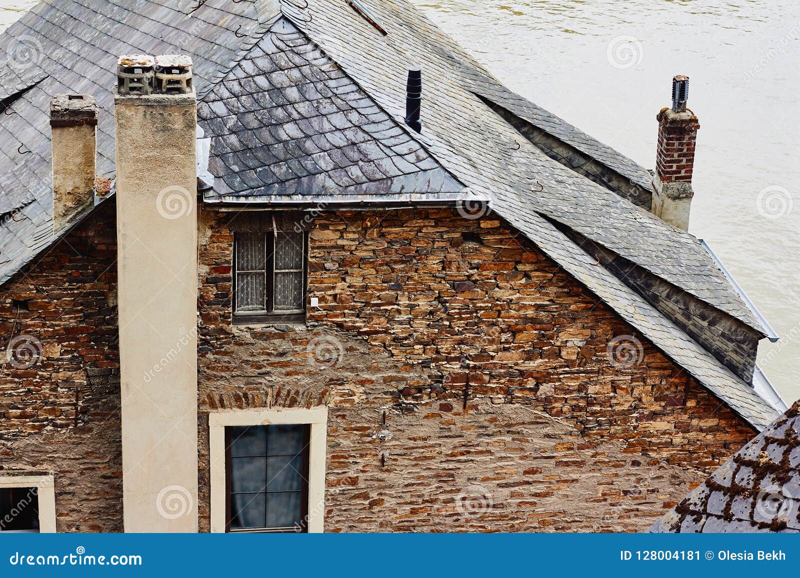 Top View of Tiled Roof of Medieval House Stock Image - Image of ancient