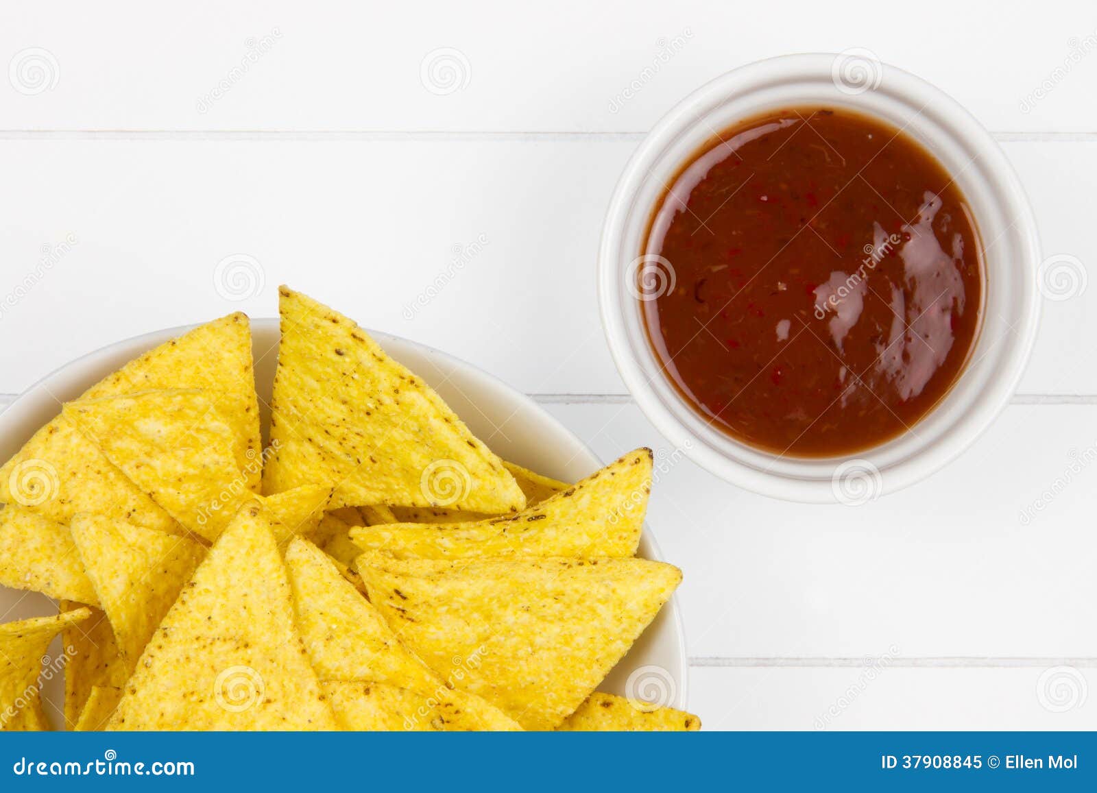 Topview of Tortilla Chips with Salsa Sauce Stock Image Image of