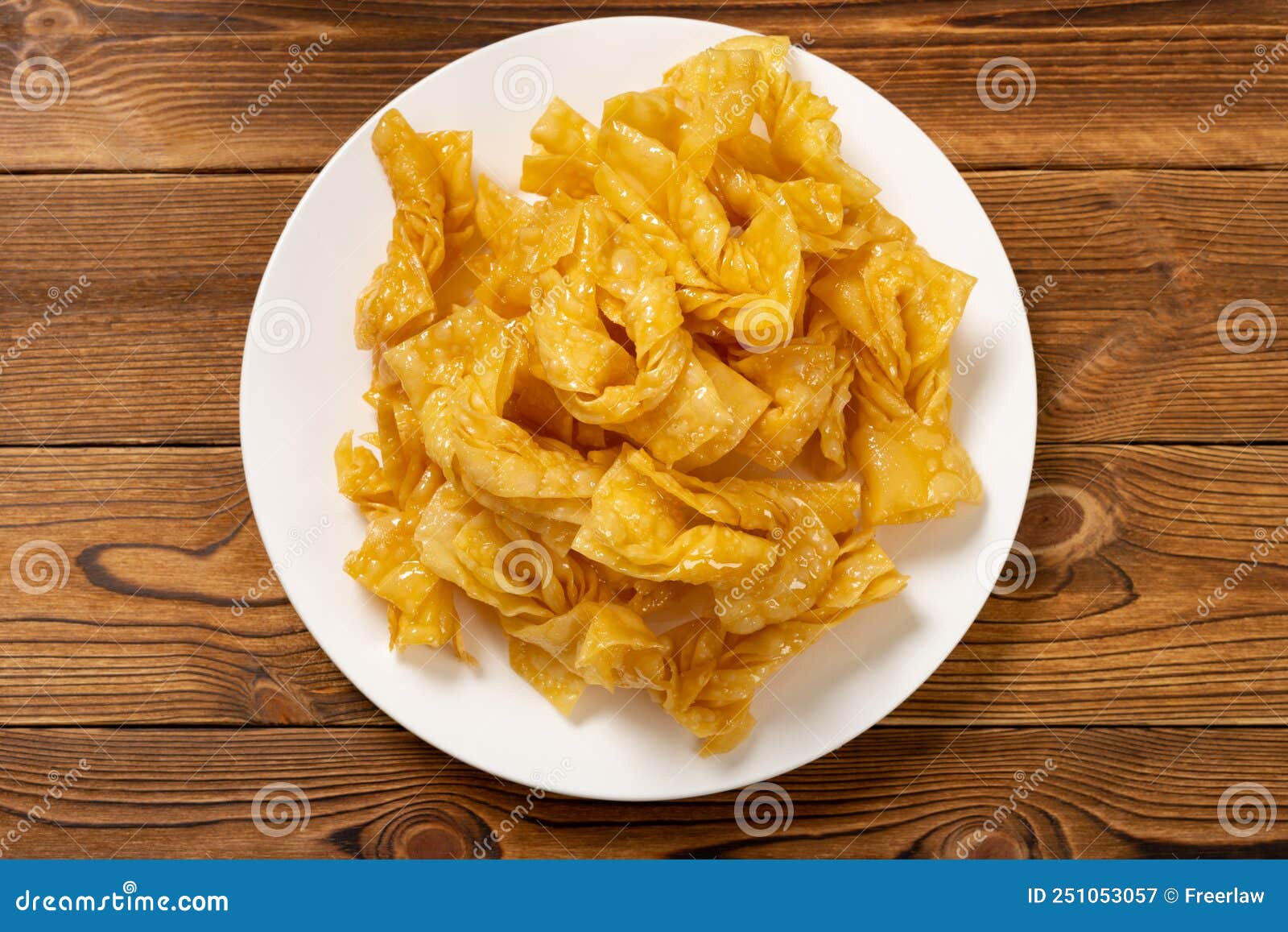 traditional cantoness confectionery named sweet egg twists at horizontal composition