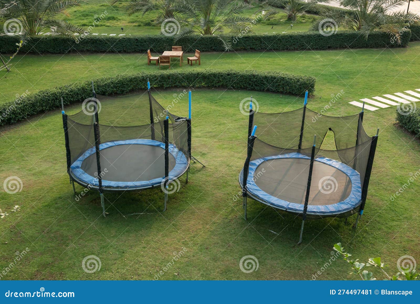 Top View of Trampoline on Green Yard at Park Stock Image Image of