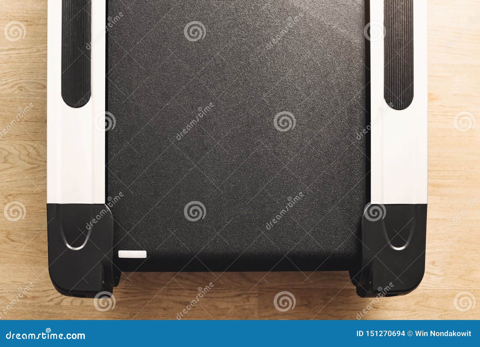 Top View Of Treadmill On Wooden Floor Stock Photo Image Of