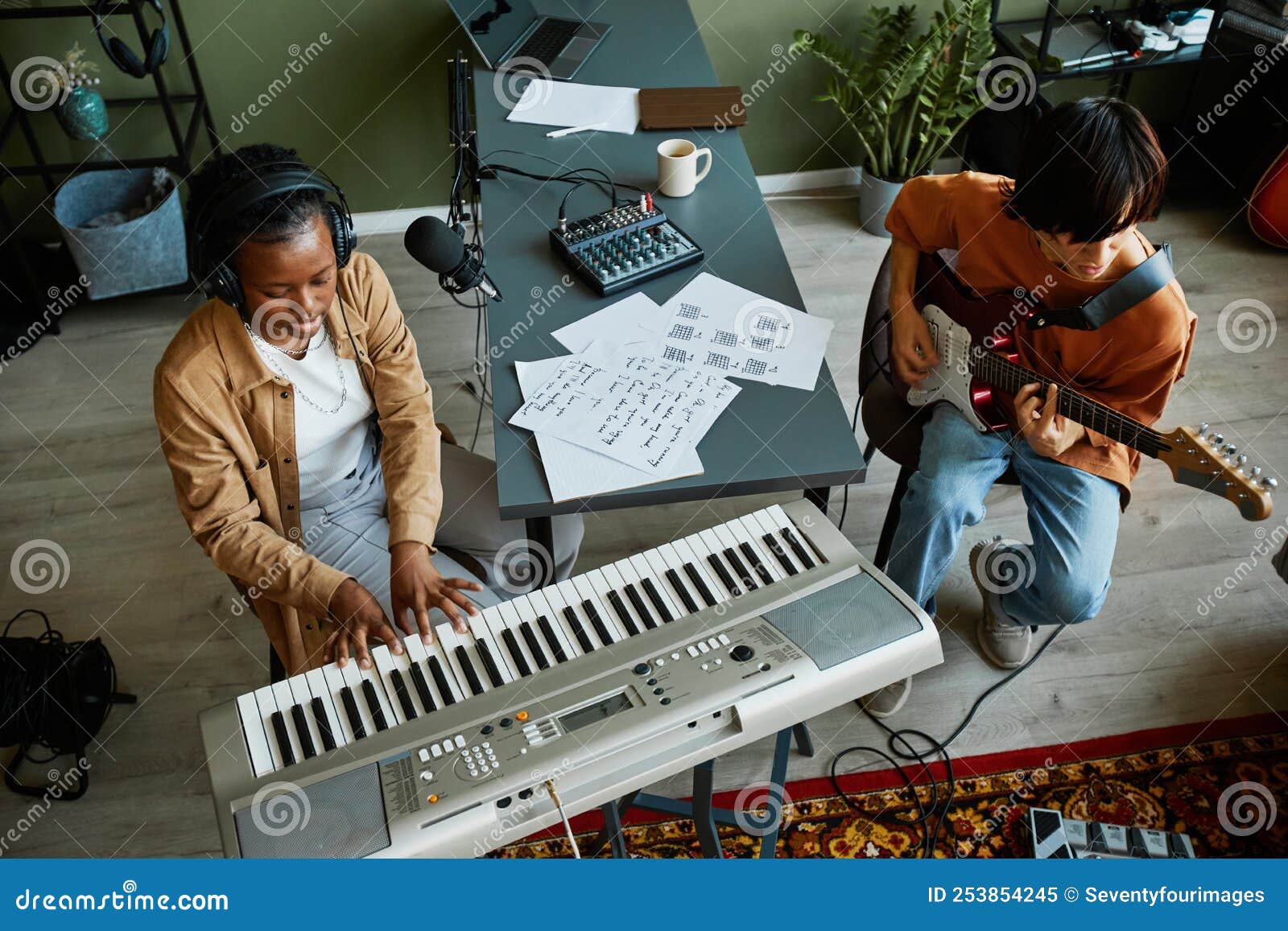 Two Young Musicians Writing Songs Stock Image Image of creativity