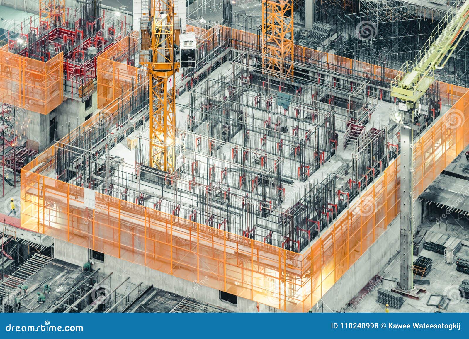 top view of an under construction building. civil engineering, industrial development project, tower basement infrastructure