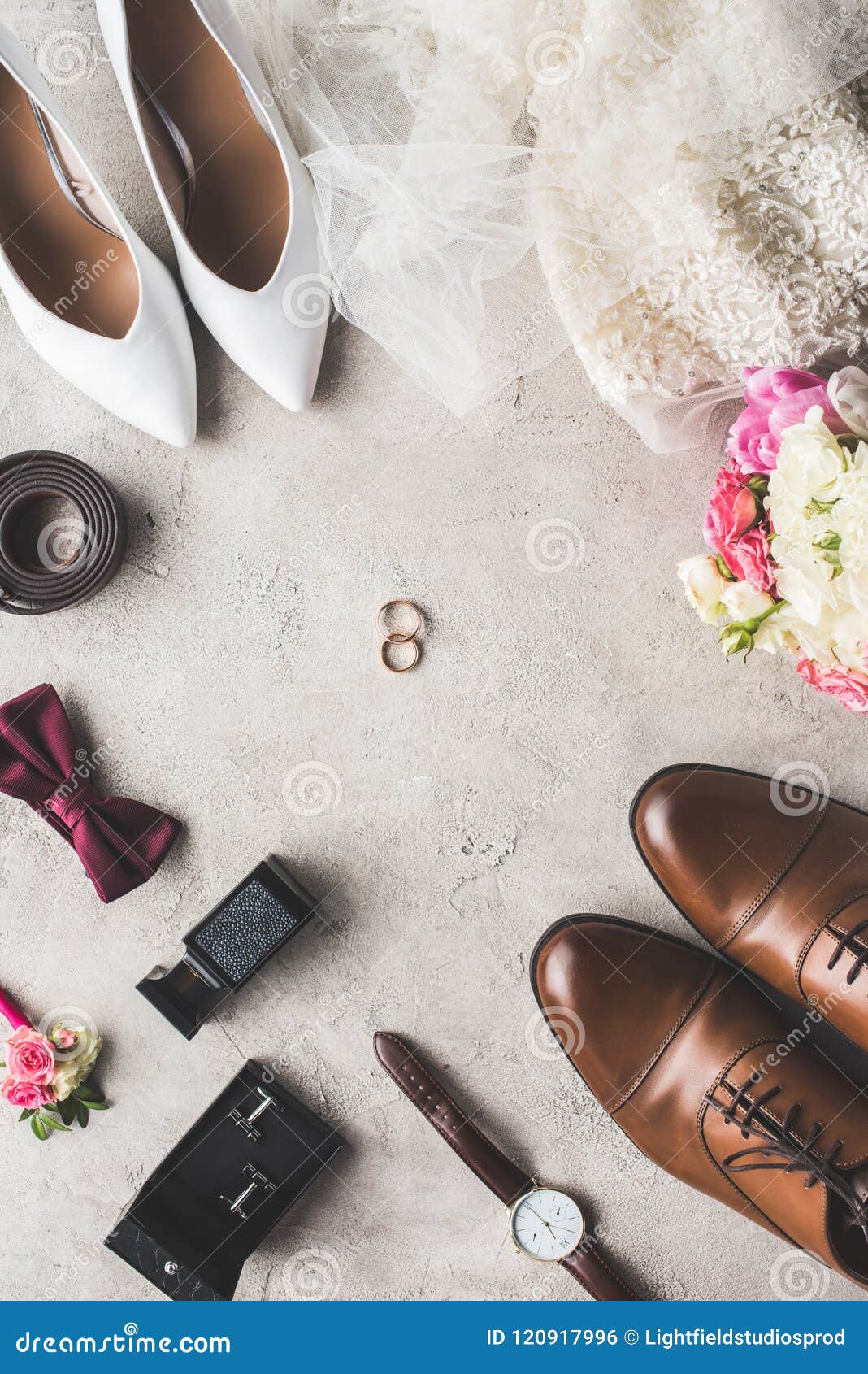 Top View of Wedding Accessories and Rings Stock Photo - Image of ...