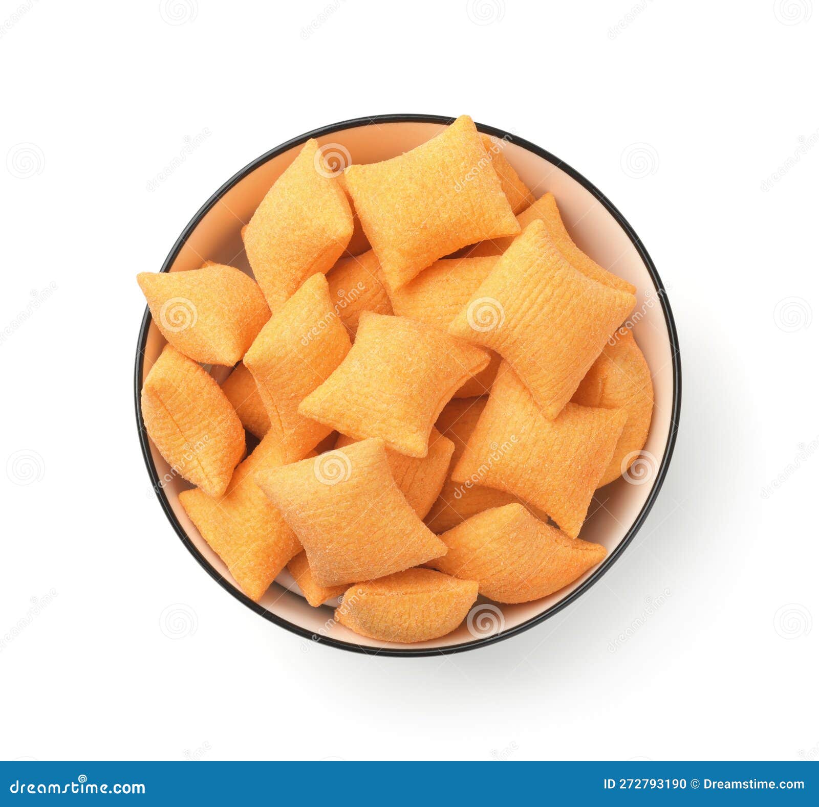 Top View of Wheat Cereal Pillows in Ceramic Bowl Stock Photo Image of