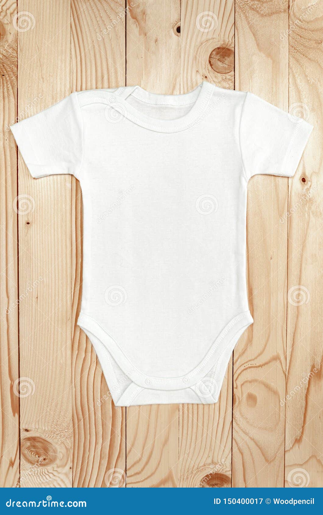 Download Top View White Baby Romper Bodysuit On Wood. Copy Space ...