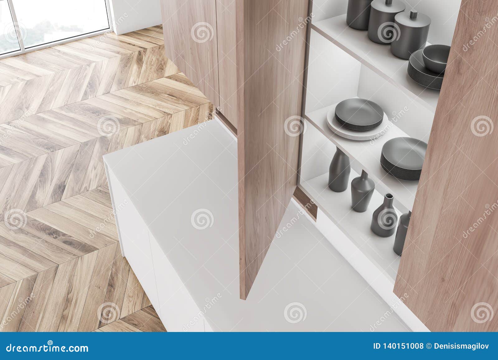 Top View Of White Kitchen Countertops Stock Illustration